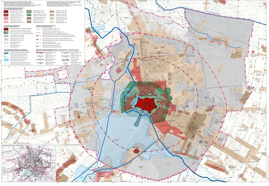 Historical Atlas map showing the spatial development of Zamość